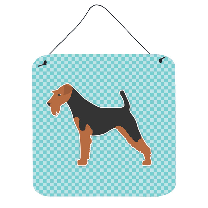 Décoration murale damier terrier gallois, Bleu