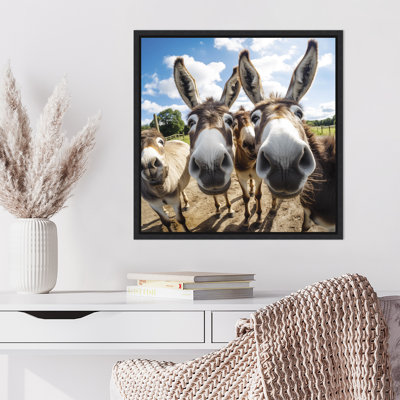 Funny Animal Donkey Selfie by The Creative Bunch Studio Framed Canvas Wall Art Print