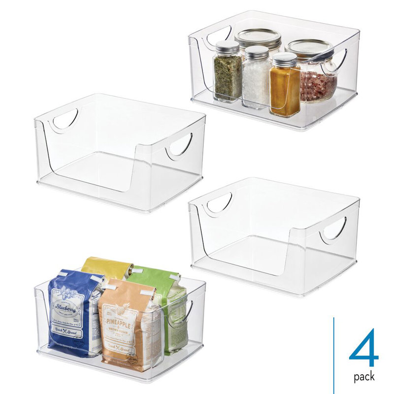 Bacs de rangement ouverts à l'avant avec poignées pour cuisine et garde-manger iDesign - Ensemble de 4 - Transparent
