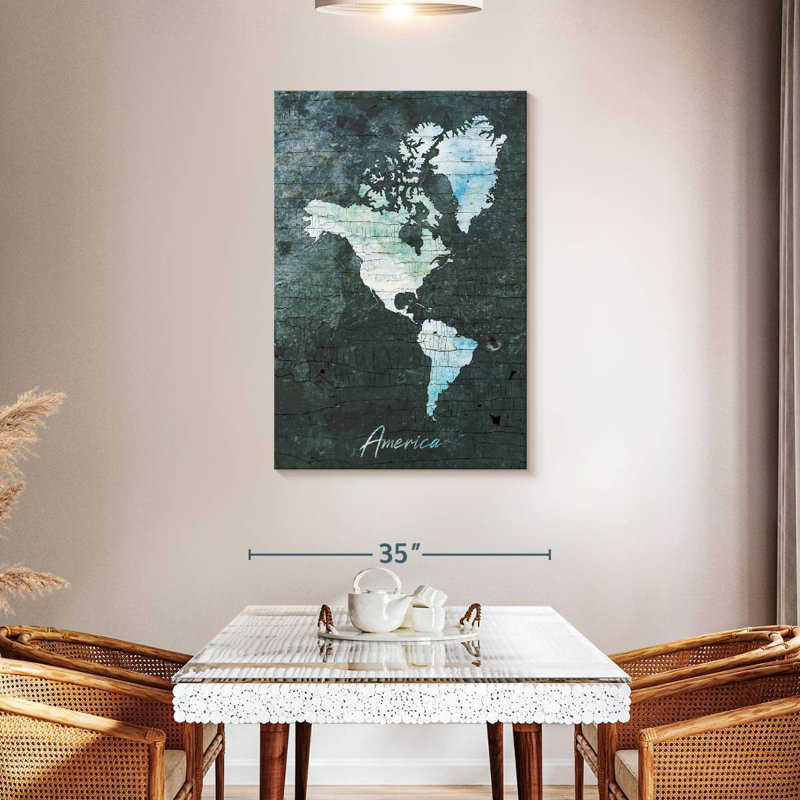 Carte du Continent américain Aliaz, H 45 po x l 30 po