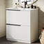 Meuble-lavabo blanc de 30 po avec solution de rangement intelligente, 17,5 po de long, aspect fonctionnel, tiroirs à extension et tiroir à fermeture en douceur-1363656968