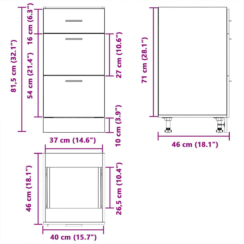 Lyon Bottom Cabinet Lyon, sonoma oak