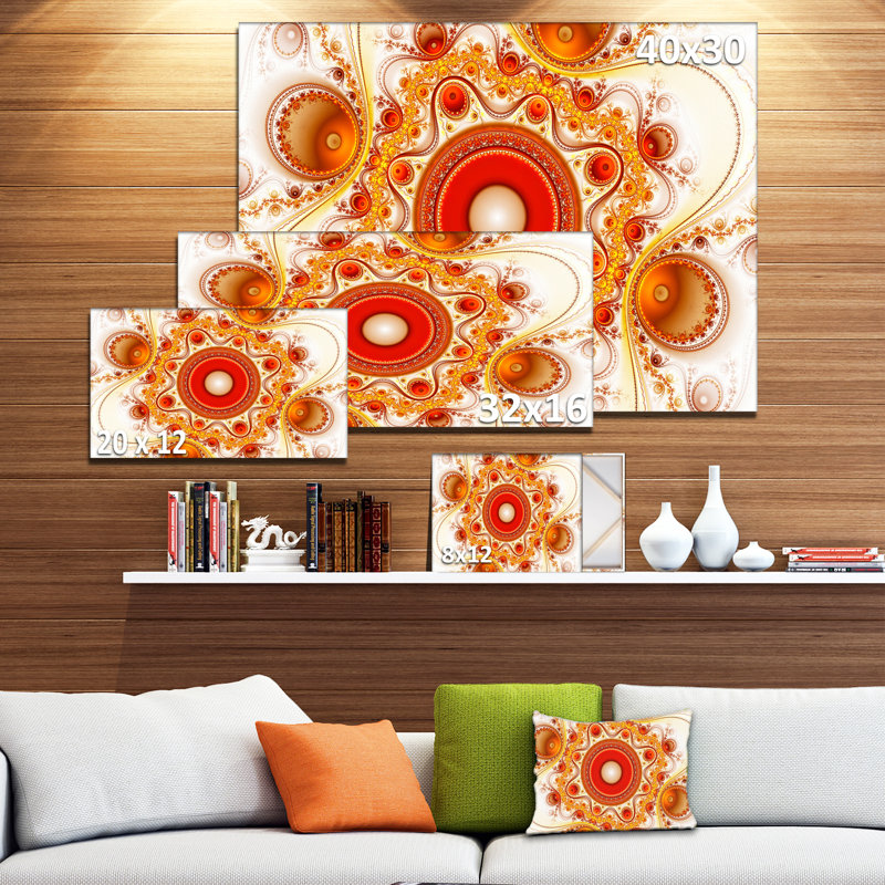 «Orange Fractal Pattern with Circles», impression sur toile, H 28 po x l 60 po x P 1,5 po