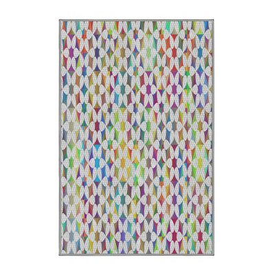 Tapis rose/bleu/vert à motifs Borgey
