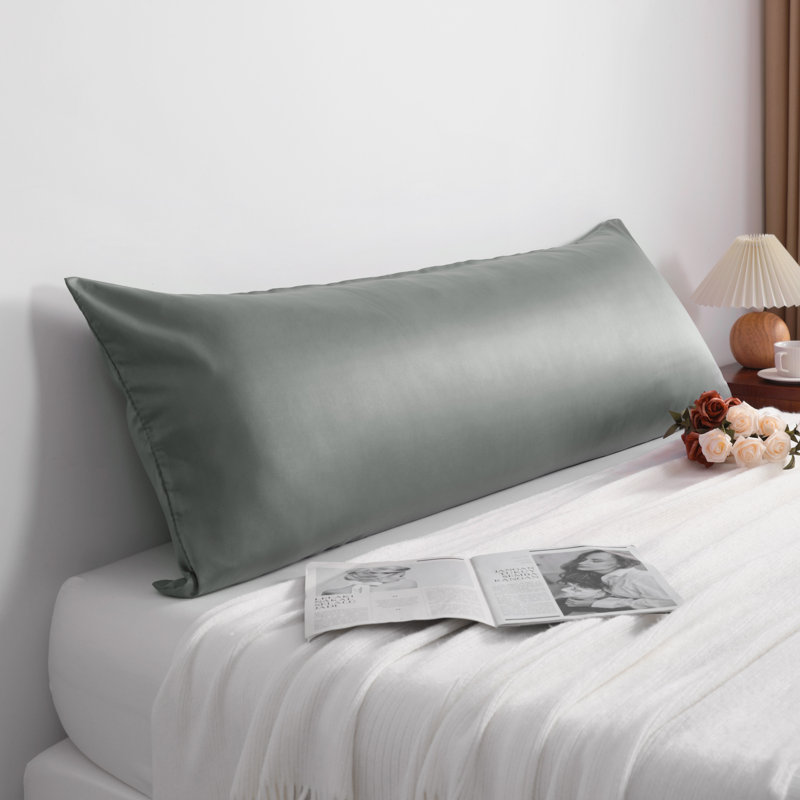 Satin Body Pillow Pillowcase, Hidden Zippered Pillow Cover, Slip Cooling - NTBAY, Dark Gray