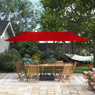 Parasol de marché rectangulaire avec base Nyasia, 15 pi x 9 pi, rouge foncé (sable non inclus)
