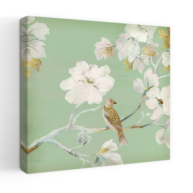 «Paradise Sound I Delicate Elegant Serene Bird», art floral, H 36 po x l 36 po