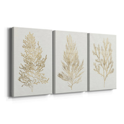 Gilded Algae IV - Toile tendue sur mesure avec châssis - 3 pièces