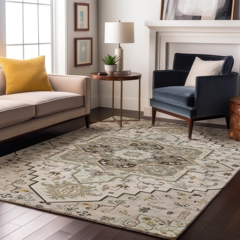 Tapis oriental de qualité supérieure lavable à la machine Cossette AMF1036, Rectangle 10 pi x 14 pi