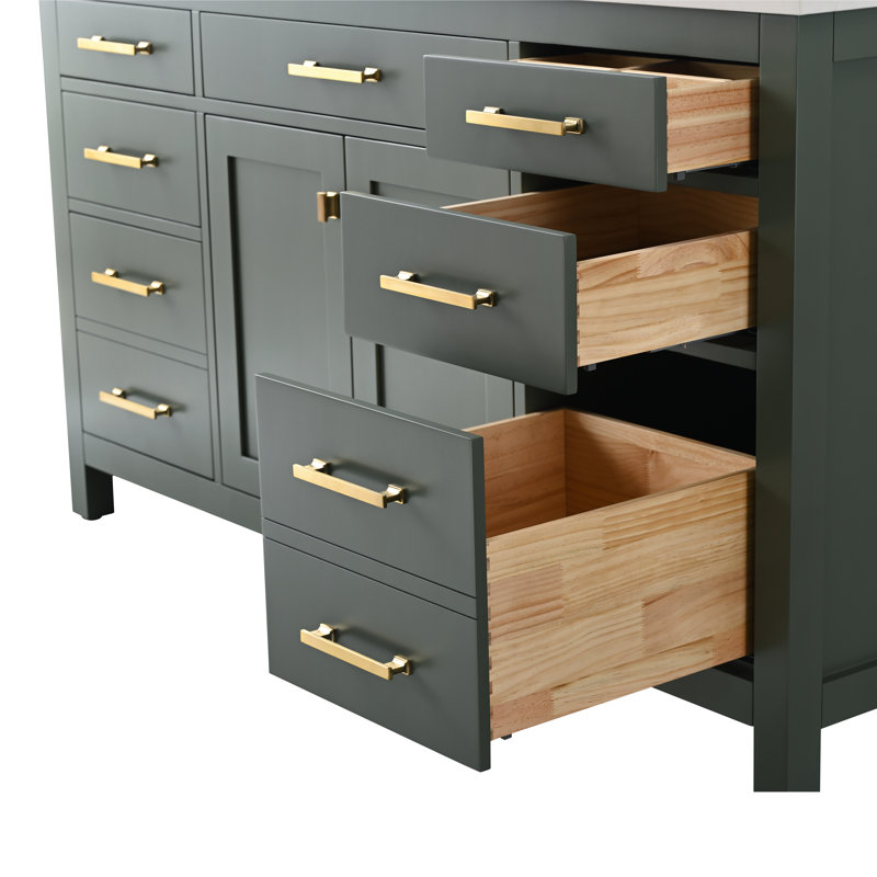 Trevor 60" W Single Vanity, Vintage Green/Brushed Gold