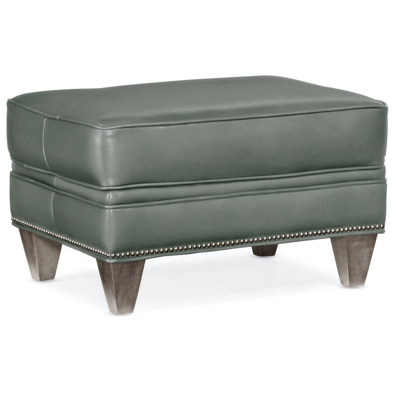 Reddish Ottoman, Gunmetal, Stone, Aline Fumo Genuine Leather