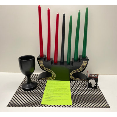 11 Pc Kwanzaa Candleholder & Celebration Set - Adinkra (Ghana)