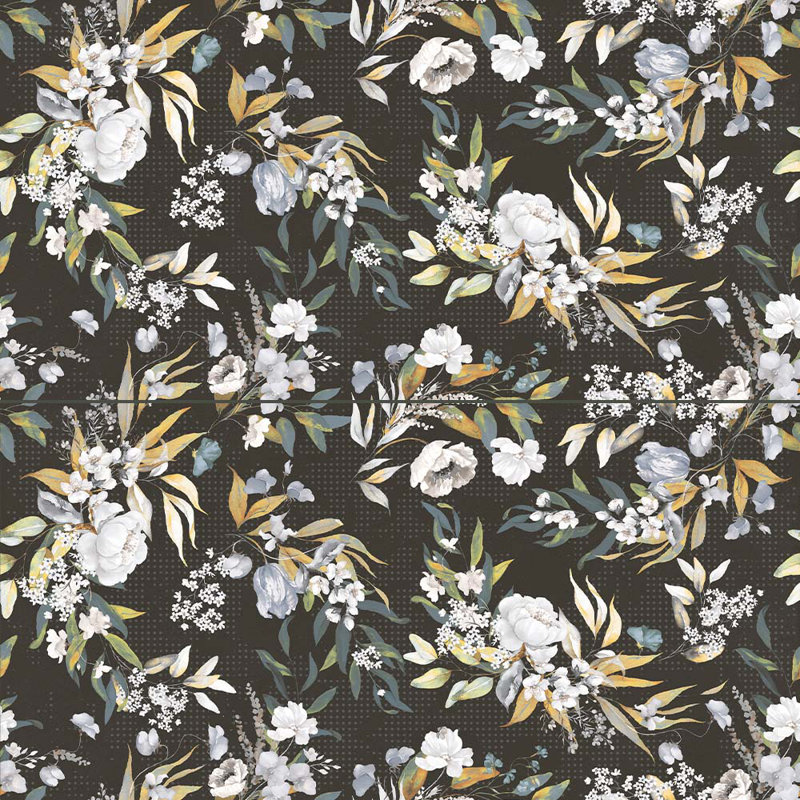 Bloom 24X48  Decorative Floral Wall Tile, Black