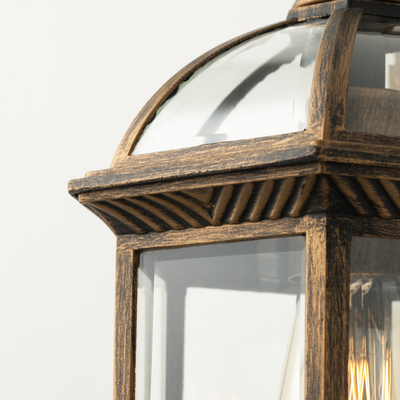 Vintage European Hexagon Outdoor Wall Light Gold E27 Antique Brass Sconce 39.5cm/15.5 Inch