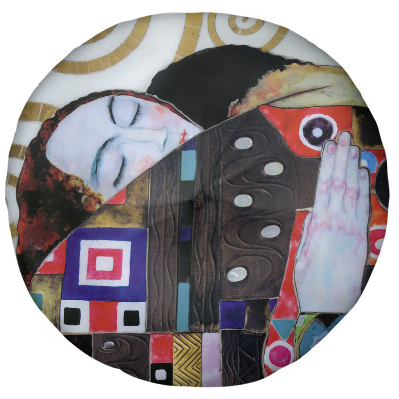 Coussin de plancher gustav klimt,, 27,5 po x 55,5 po, Rouge / doré
