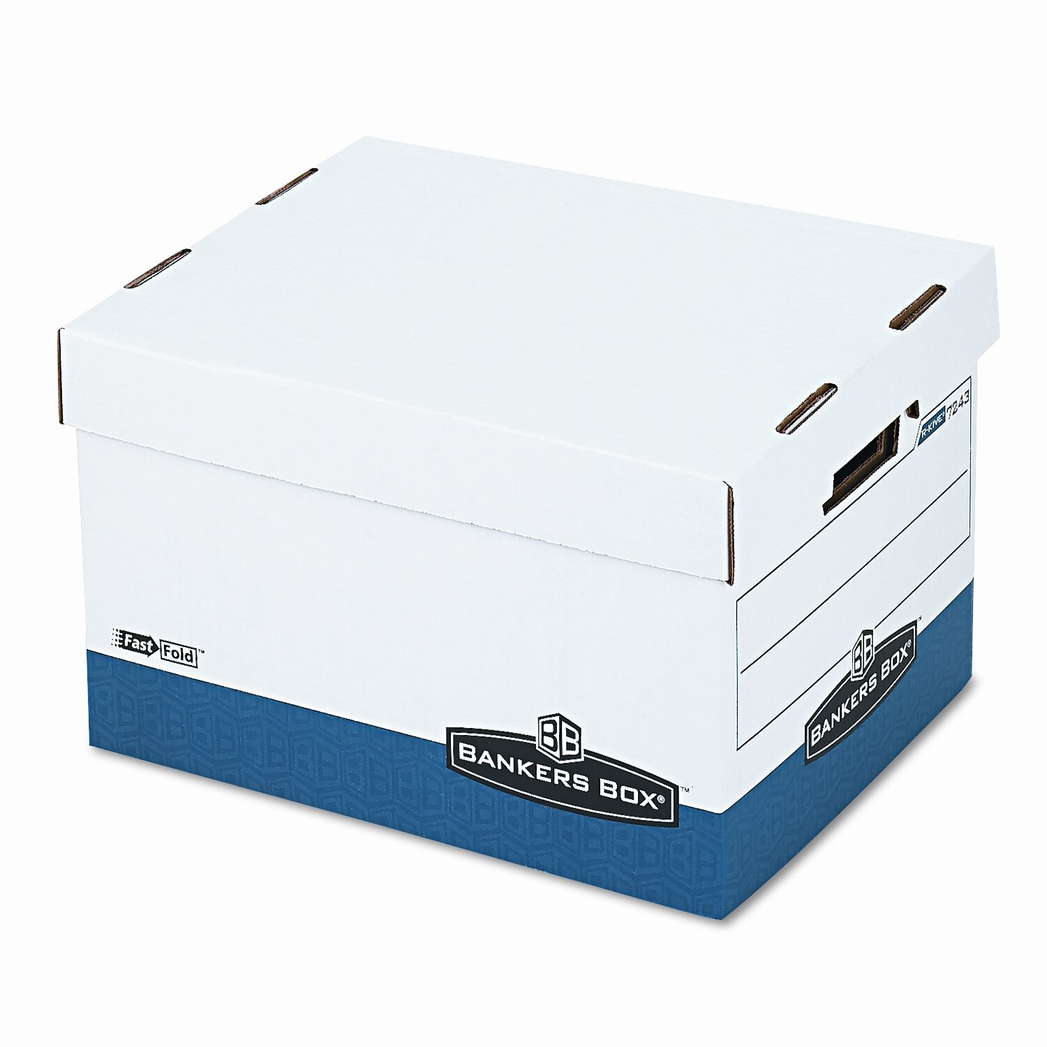 BANKERS BOX R-Kive Max Box, Letter/Legal, Paper, 12 x 15 x 10, White/Blue,  4/Ctn