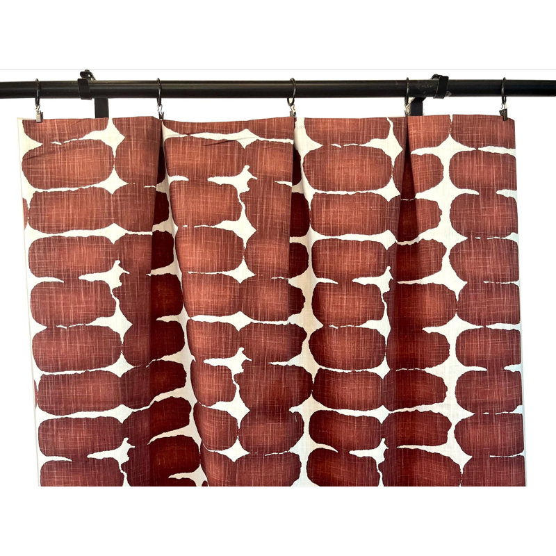 Terracotta Brown Shibori Dot Geometric Curtain Panels, 50" W x 84" L