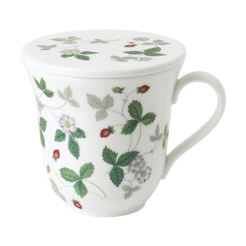 Wild Strawberry Floral Ceramic Lidded Mug