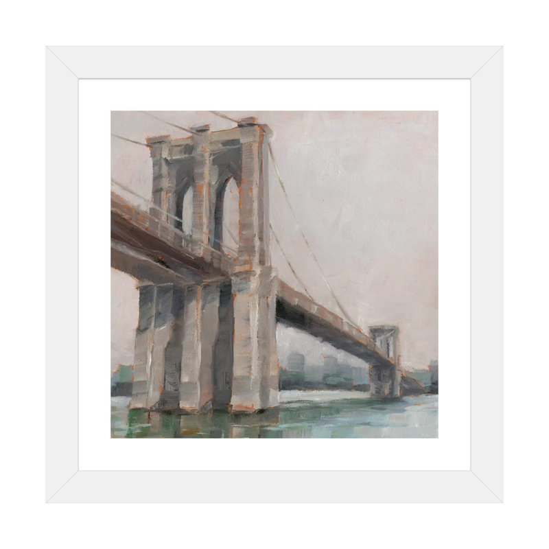 « Spanning the East River I » par Ethan Harper, reproduction d’art, H 24 po x l 24 po x p 1 po, Papier encadré blanc, Blanc