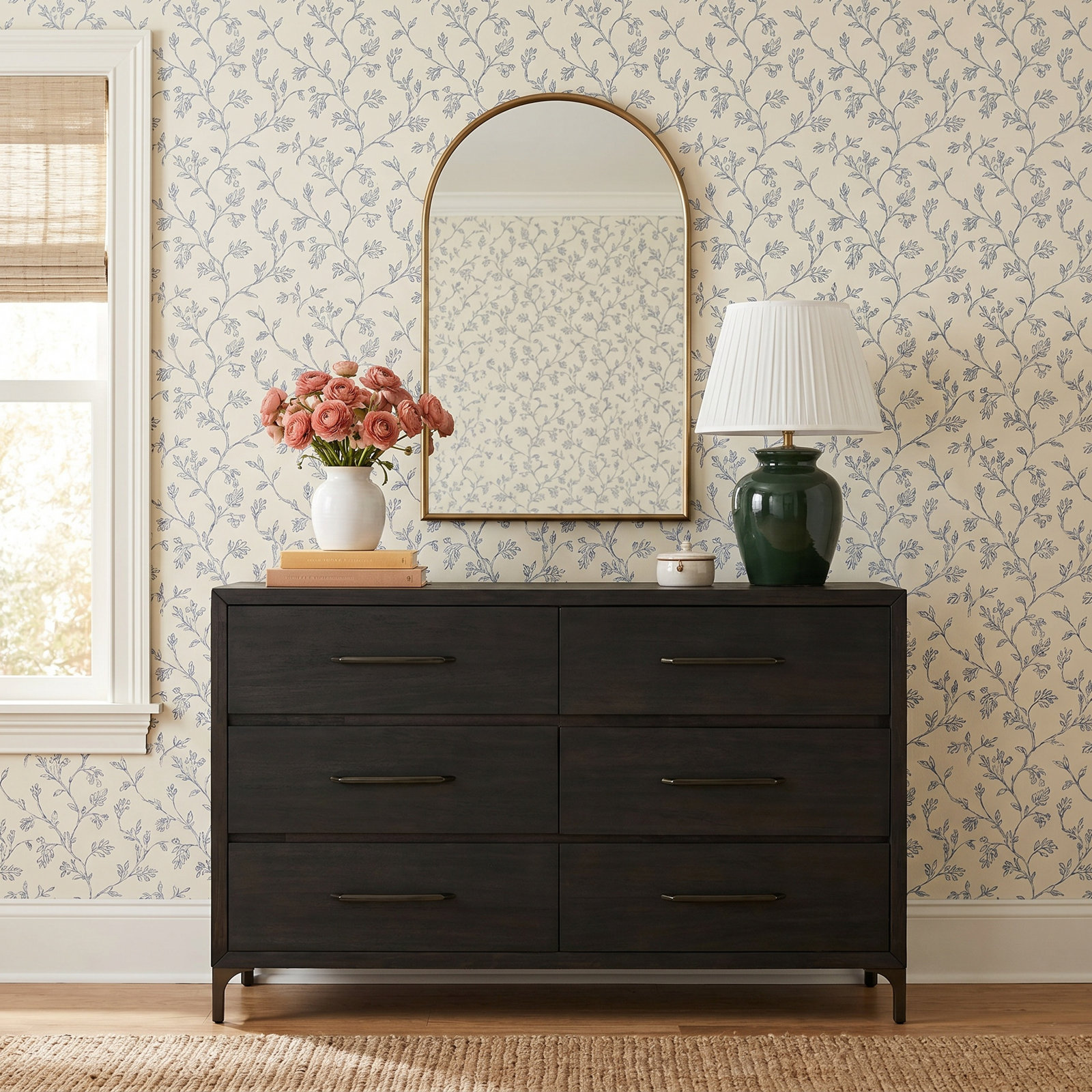 6 - Drawer Double Dresser, Vintage Coffee
