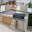 Armoire à tiroirs pour la cuisine extérieure, rangement en acier inoxydable brossé résistant aux intempéries avec grain de bois, montage encastré pour les outils de propane et de barbecue, sans perceuse, magnolia, 30 po x 22 po