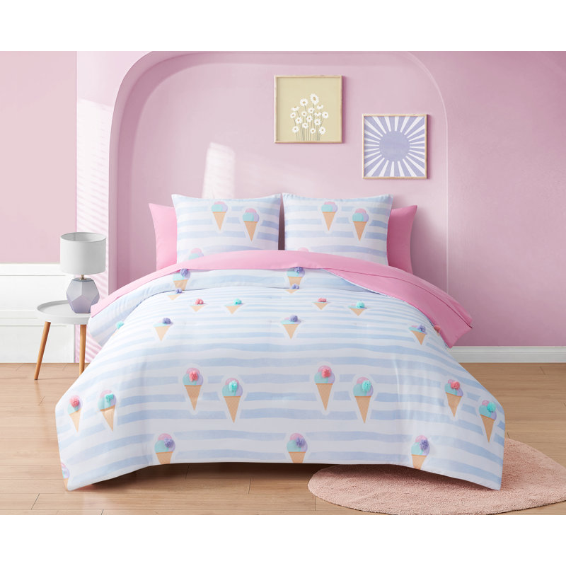 Sundae Stripe Kids Bed in a Bag, Full 7 Piece Comforters Set