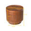 Table d'appoint ronde bohème cannelée de 48 cm (18,9 po), table de chevet à motif cylindrique ajouré avec rangement dissimulé - Noyer
