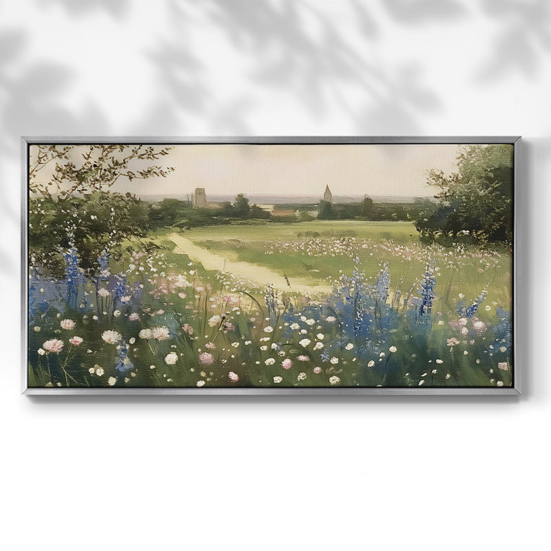 Botanical Series-CCL XXIV- Toile tendue avec châssis tendue, prête à être accrochée, H 17 po x l 33 po, Argent argent
