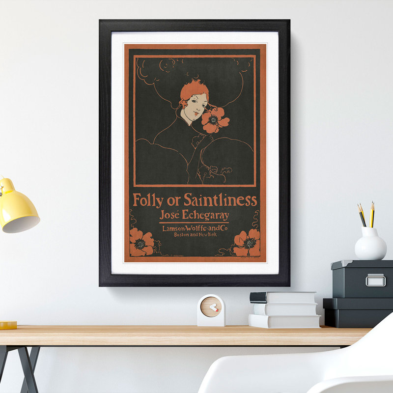 Folly or Saintliness by Ethel Reed - Framed Print, 65cm H x 48cm W x 2cm D, Black Framed