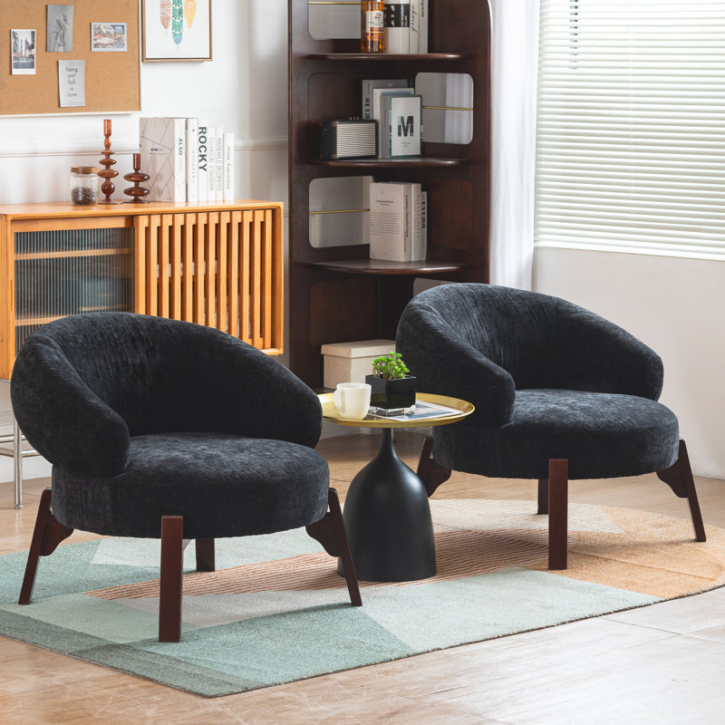 Chaises d'appoint rembourrées en velours 25,98 po Debbera, Velours noir