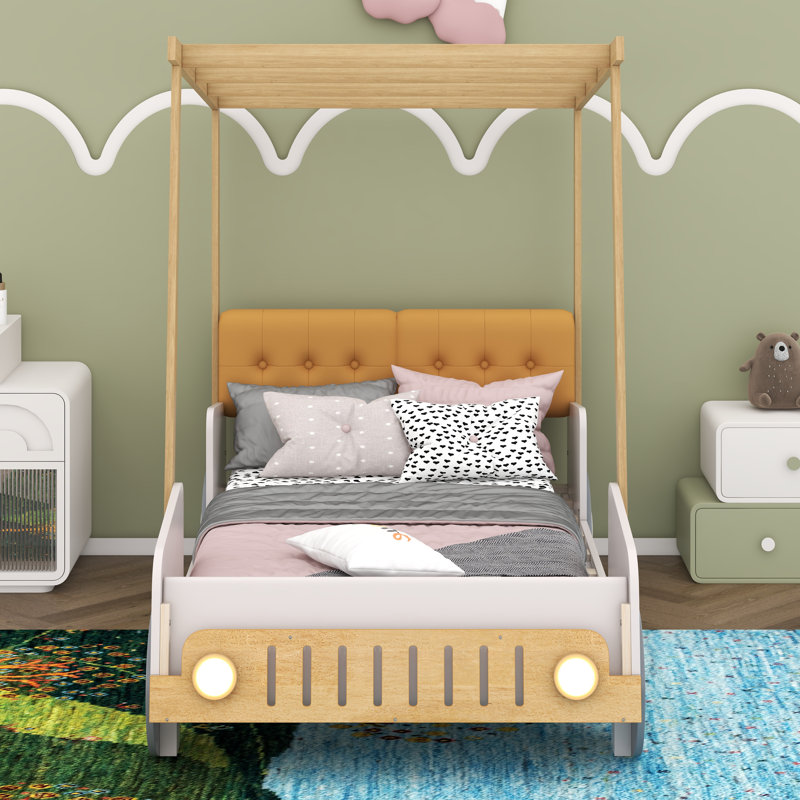 Lit voiture simple avec coussin Jaidie, Simple