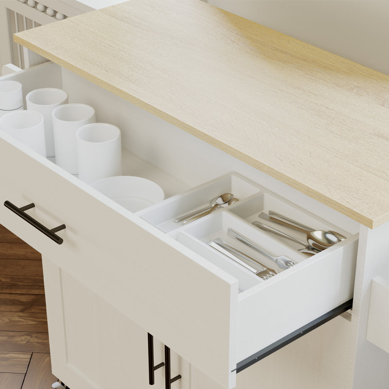 Rolling Kitchen Island with 2 Cabinets and 3-Position Adjustable Shelf, 35.4“ W x 15.3" D Storage Cart for Kitchen, Dining Room