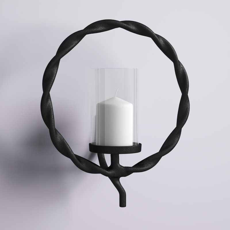 Bougie circulaire tressée en aluminium noir Pilla