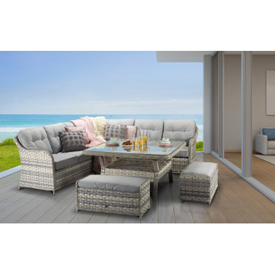 Delessite 8 - Person Square Patio Dining Set with Cushions included