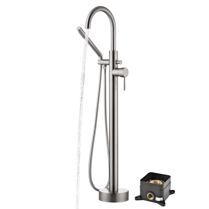 Robinet de baignoire sur pied avec douchette à main Sumerain, Nickel brossé