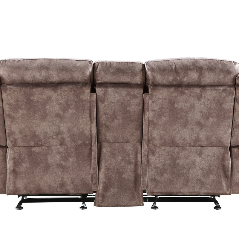 Causeuse inclinable en velours bicolore avec port USB et console, Chocolat