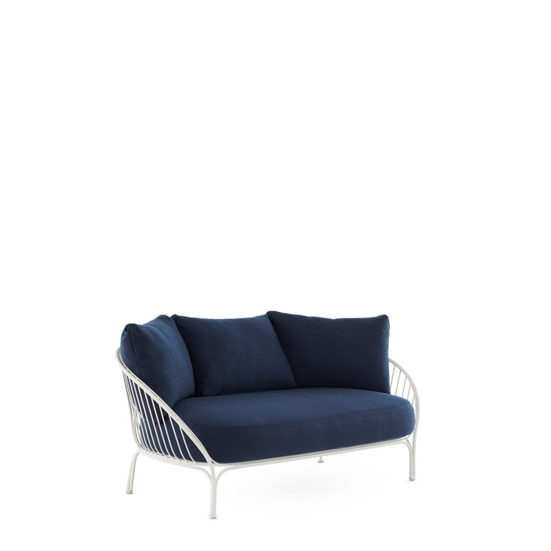 Canapé avec 3 coussins principaux Hiray, Bleu, Blanc