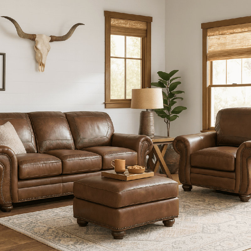 Repose-pieds 100% cuir Weston Hoch
