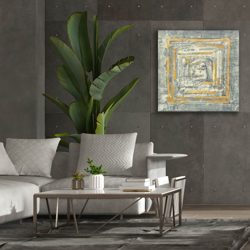 «Gold Tapisserie I Gold And White» par Albena Hristova, art mural sur toile, H 37 po x l 37 po x P 1,5 po