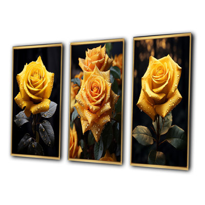Ensemble de 3 pièces sur toile jaune, jaune et rose