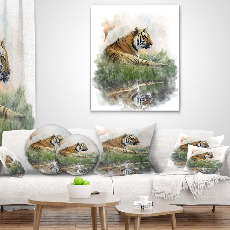 Coussin Relaxing Tiger, 16 po x 1 po, Carré