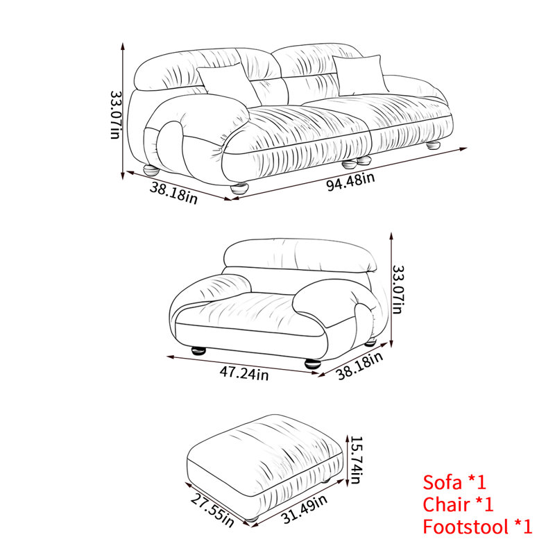 Traditional Chinese style straight row sofa set