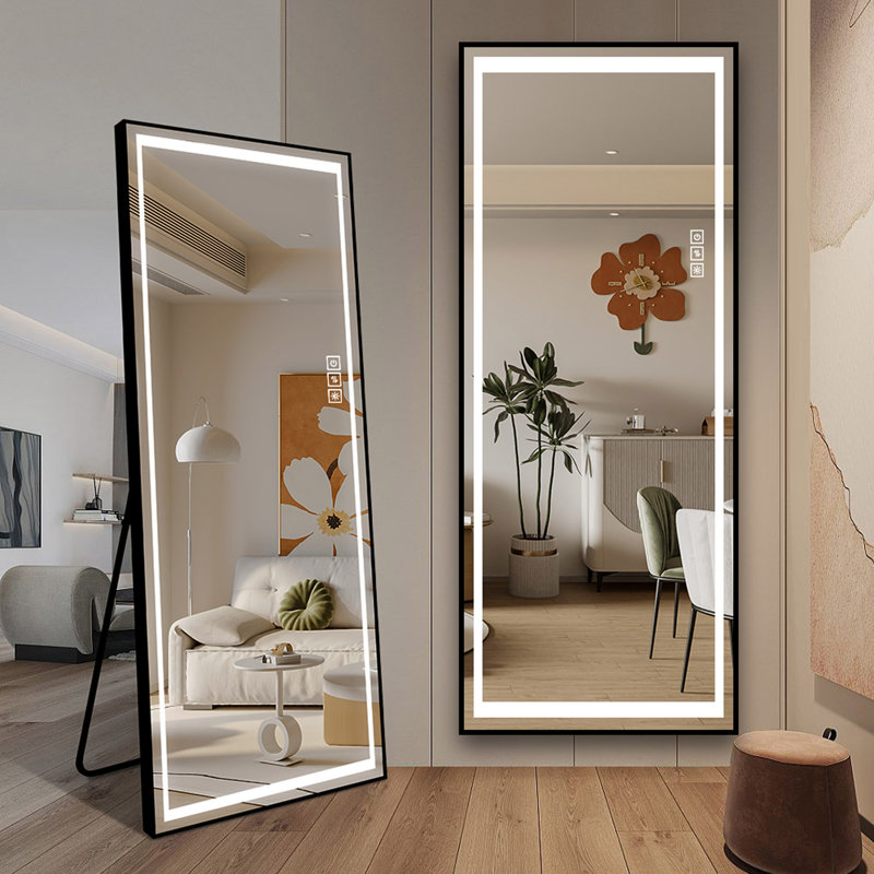 LED Mirror Full Length Mirror With Lights Wide Standing Tall Full Size Mirror For Bedroom