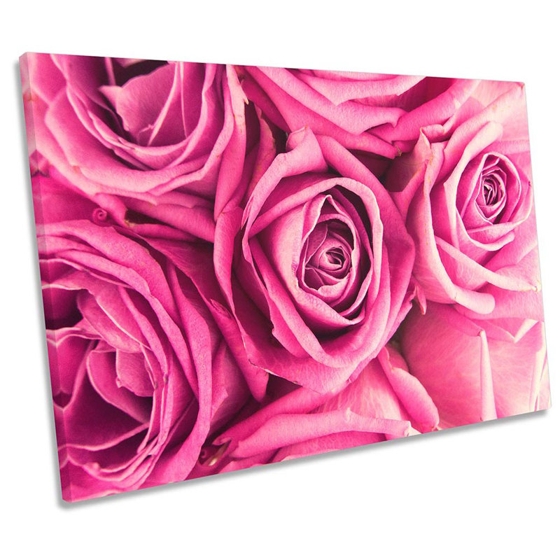Pink Rose Floral Flower Framed - Wrapped Canvas Print, 30.5cm H x 45.7cm W x 2cm D