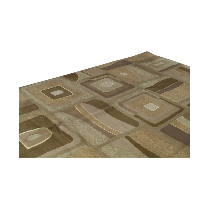 Tapis beige et brun noué à la main de haute qualité