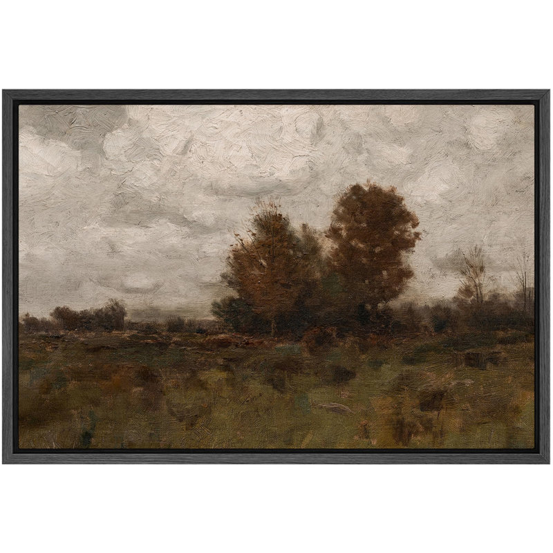 Paysage d'automne couvant, illustrations de scène d'automne maussade, campagne française rustique, Noir, H 24 po x l 16 po