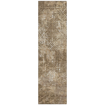 Jeryiah Washable Damask Indoor / Outdoor Rug
