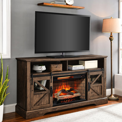 60-Inch Electric Fireplace Entertainment Unit - Realistic Flame Effect, Infrared Remote, 70" Tv Accommodation 60" Console Multi-Color Choices, 1500W Heat, Spacious Storage