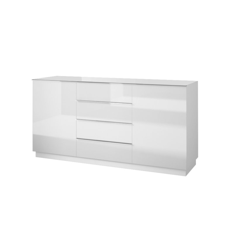 Ates 160cm Sideboard, White/White Glass