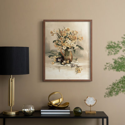 Impression encadrée vintage avec imprimé floral Lxx - bois massif